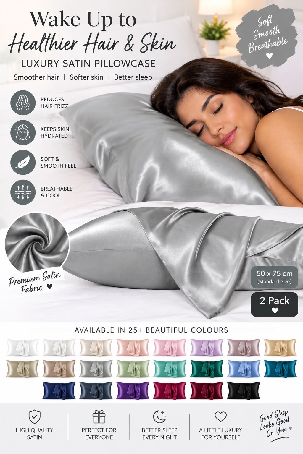 Satin Pillowcase - 2 Pcs, photo 3
