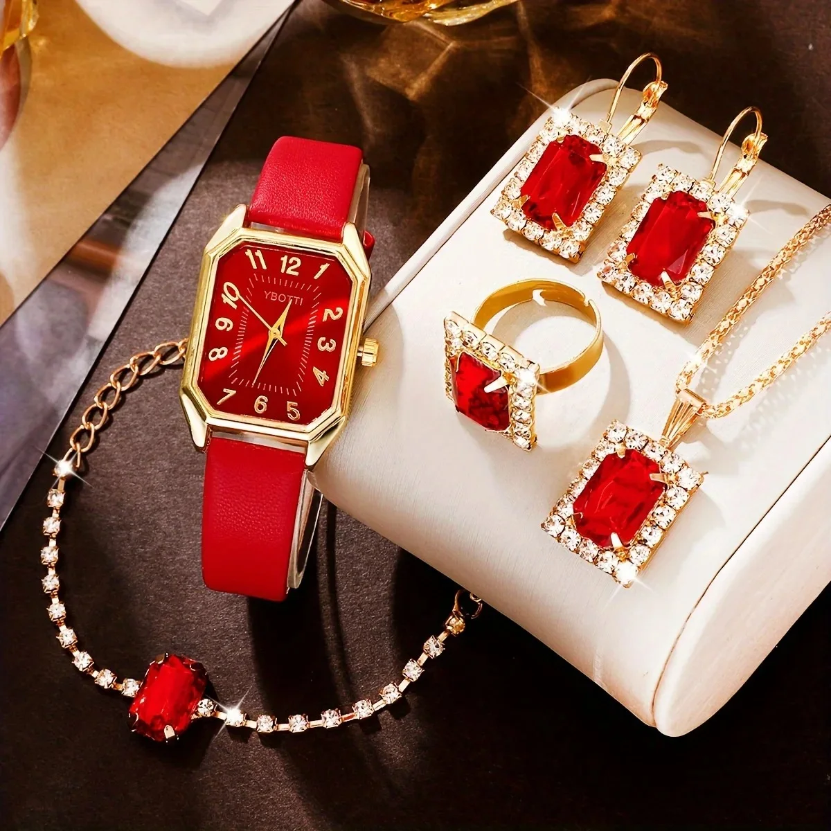 Ruby Glow 4-Piece Jewelry Set (Saa + Hereni + Pete + Mkufu), photo 5