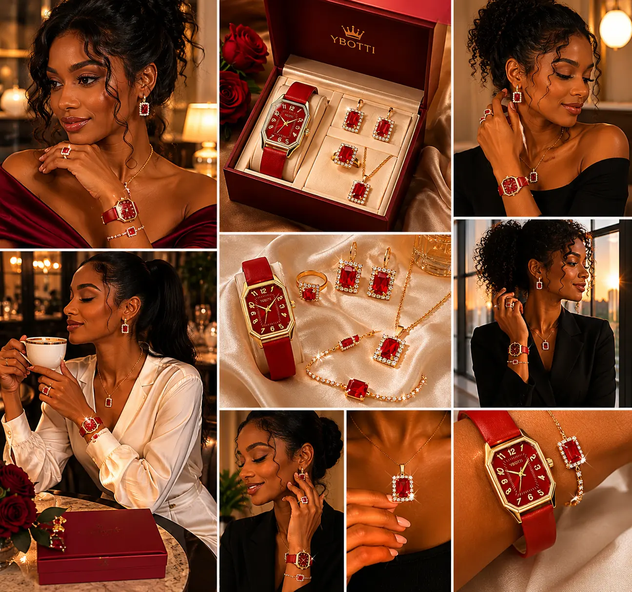 Ruby Glow 4-Piece Jewelry Set (Saa + Hereni + Pete + Mkufu), photo 9