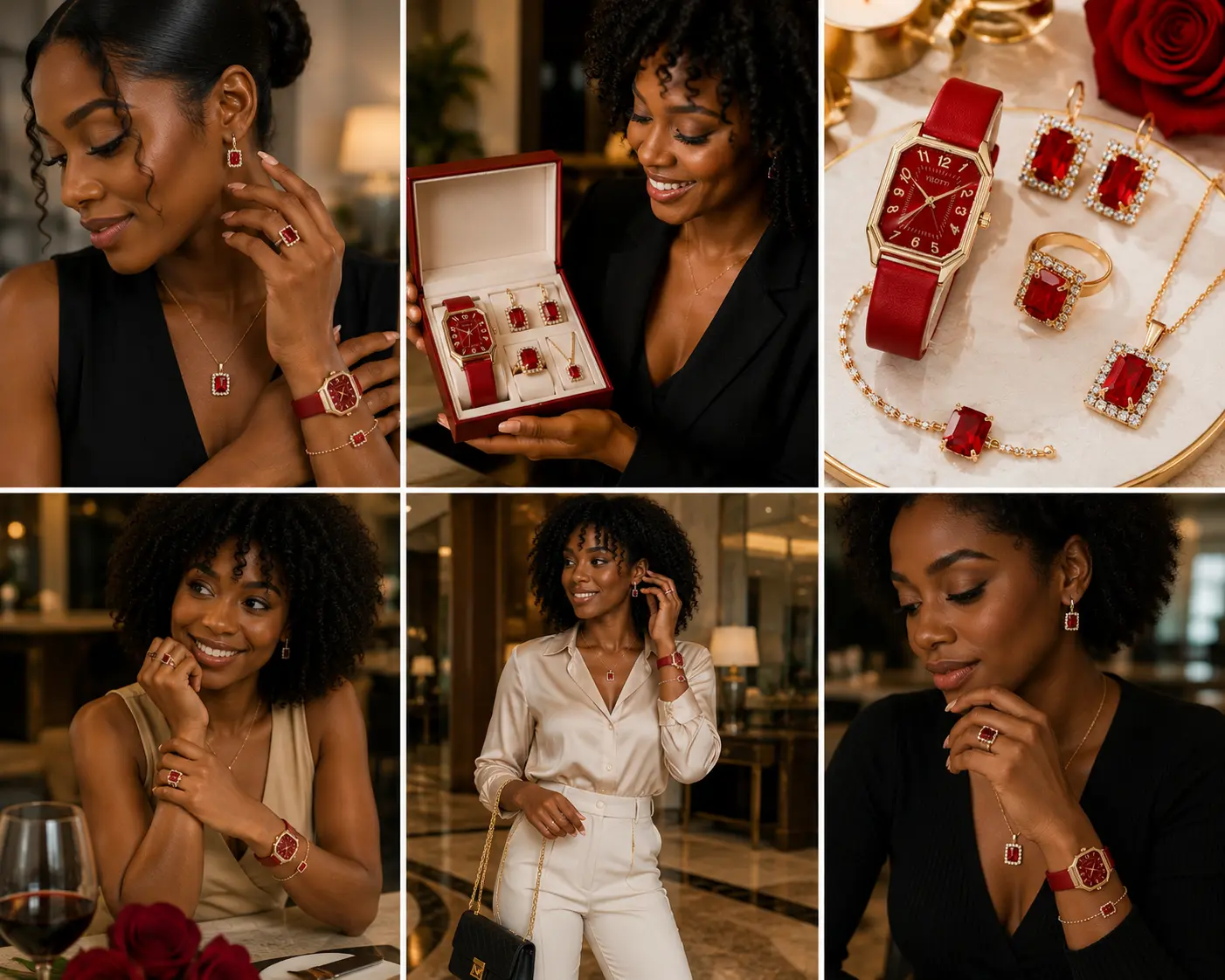Ruby Glow 4-Piece Jewelry Set (Saa + Hereni + Pete + Mkufu), photo 8